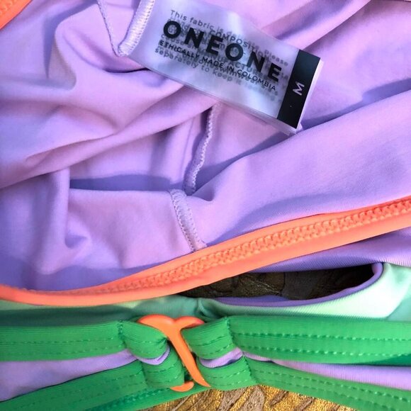 NWT ANTHROPOLOGIE OneOne Lia 2pc Strappy Long Dress Coverup Lavender\Neon M - Picture 11 of 12